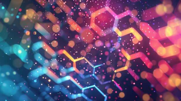 Tecnologia di luce esagonale digitale futuristica sfondo di consistenza multicolore immagine generata dall'AI