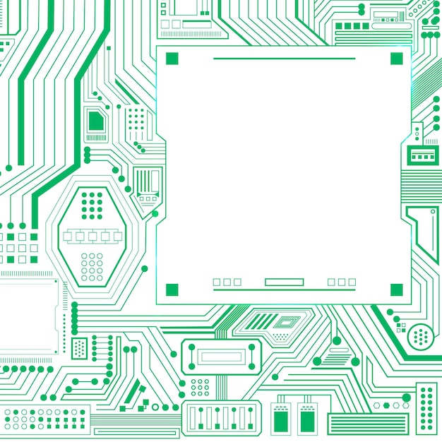 Tecnologia di microchip intelligente sfondo png in verde gradiente