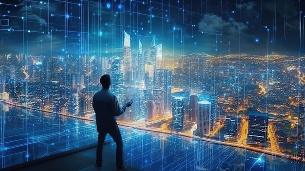 Tecnologia digitale connessione di rete internet big data marketing digitale IoTGenerative AI