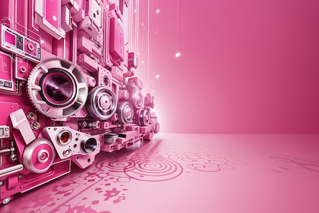 tecnologia digitale sfondo rosa