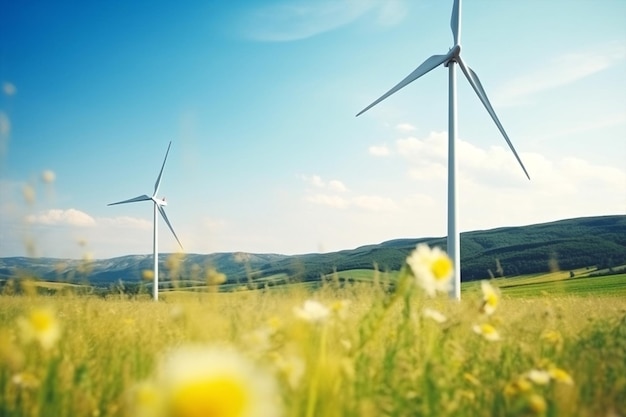 Tecnologia ecologica alternativa turbina eolica fiore rinnovabile paesaggio mulino a vento energia ambiente natura