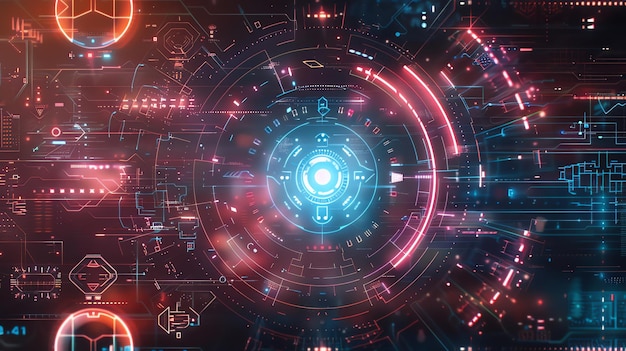 Tecnologia futuristica Abstract Background con circuiti di luci luminose e flusso di dati digitali Concetto per la programmazione della sicurezza informatica big data e intelligenza artificiale