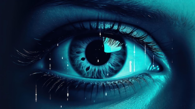 Tecnologia futuristica dell'occhio del robot tecnologia digitale blu