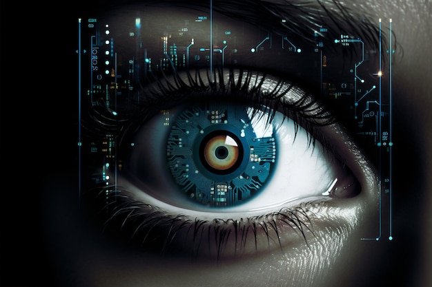 Tecnologia futuristica donna occhio digitale