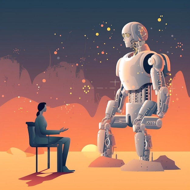 Tecnologia futuristica Interazione umana con IA robotica IA generativa