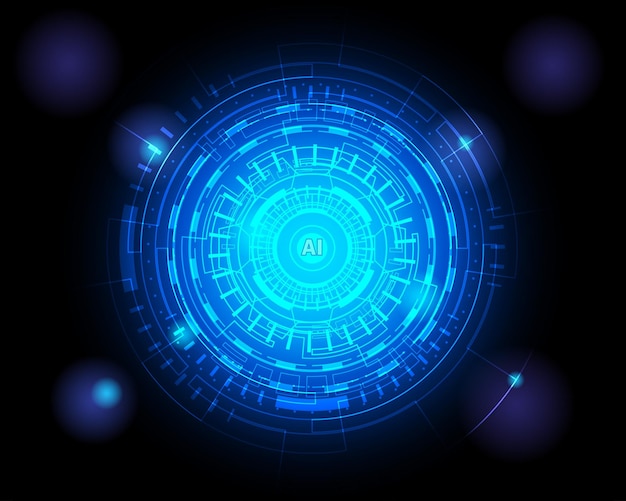 Tecnologia futuristica sfondo digitale Hud AI Intelligenza artificiale Illustrazione vettoriale