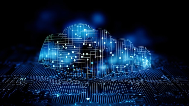 Tecnologia informativa del cloud computing per la sicurezza informatica Concetto di cloud computing AI generativo