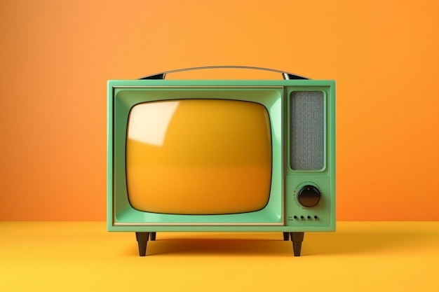 Tecnologia multimediale display spettacolo televisione vintage vecchio schermo di notizie nostalgia analogica trasmissione intrattenimento sfondo vuoto video oggetto retrò classico set tv