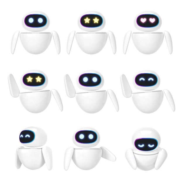 Tecnologia robot 3D png elemento set sfondo trasparente