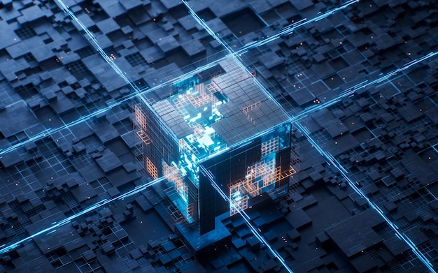 Tecnologia scheda di circuito e core rendering 3D