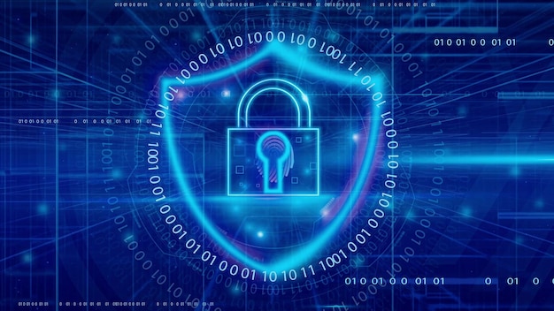 Tecnologia sfondo astratto sistema di sicurezza informatica lucchetto pad con l'icona dell'impronta digitale