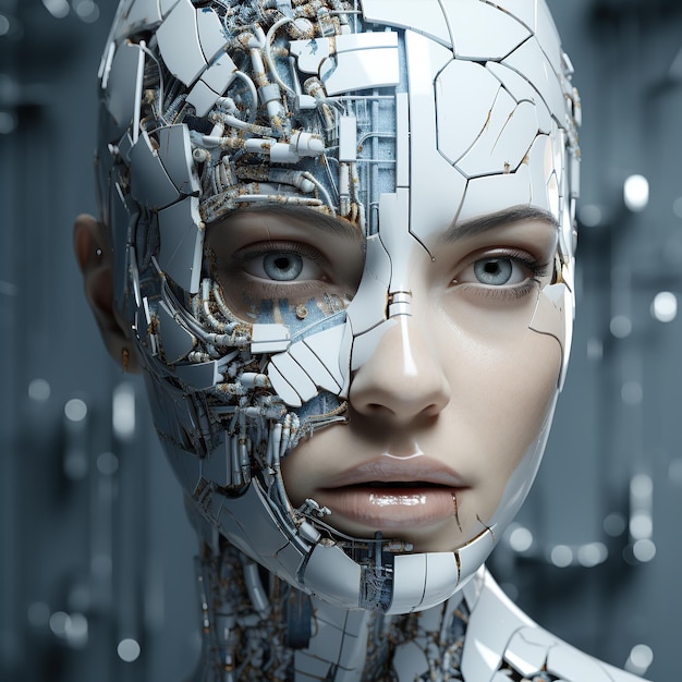 Tecnologia volti di donne con pelle testurizzata Intelligenza artificiale femminile generata dall'intelligenza artificiale