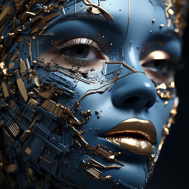 Tecnologia volti di donne con pelle testurizzata Intelligenza artificiale femminile generata dall'intelligenza artificiale