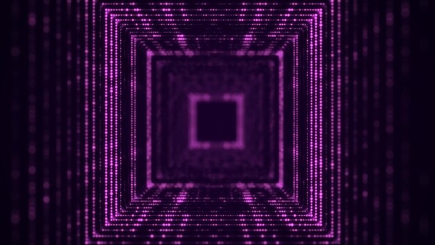 Tecnologia wireframe tunnel quadrato su sfondo blu griglia di wormhole 3D futuristica visualizzazione di grandi dati rendering 3D