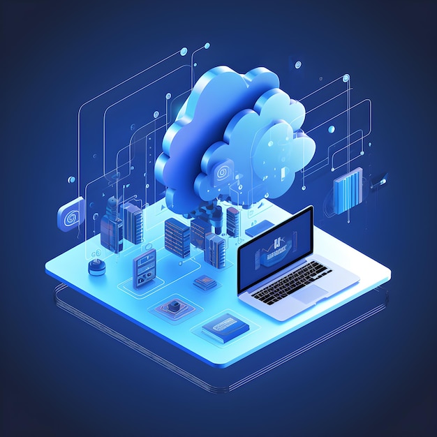 tecnologie cloud server e servizio concetto cloud computing generative ai