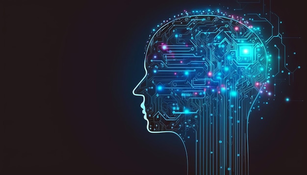 Tecnologie di intelligenza artificiale cerebrale AI mind big data background