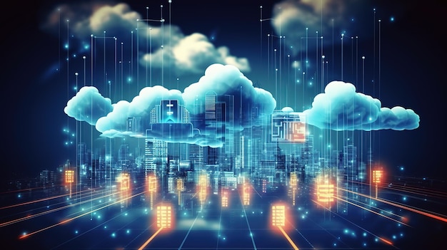Tecnologie digitali futuristiche Il cloud computing trasferisce grandi dati online