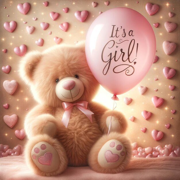 Teddy Bear con la celebrazione del palloncino "E' una ragazza"