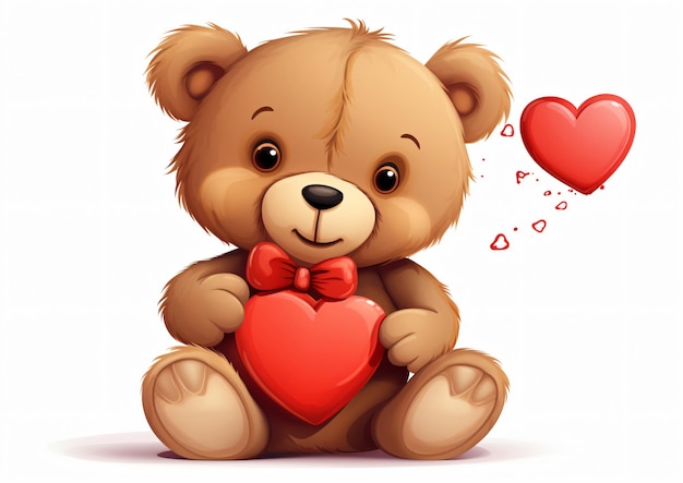 Teddy Bear With Heart Clipart isolato su sfondo bianco