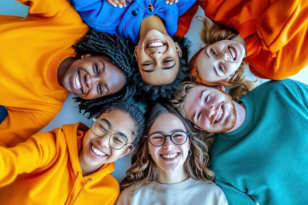 Teenage Tapestry Un'istantanea commovente dell'unità multiculturale mentre gli adolescenti esprimono la loro forza nel lavoro di squadra e nell'unione