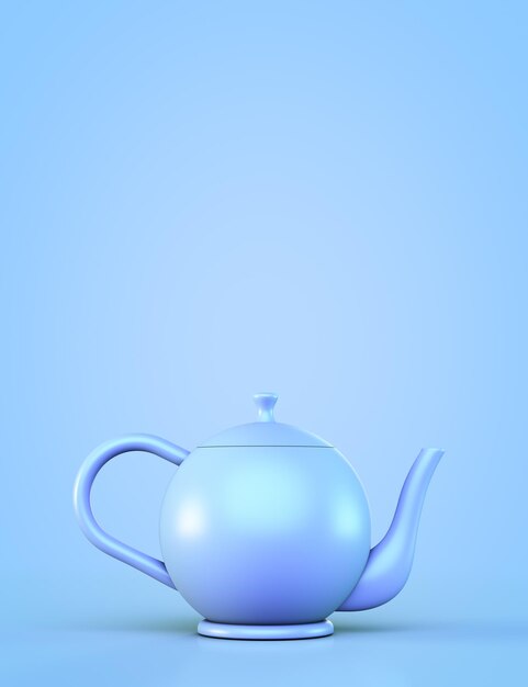 Teiera in ceramica blu su sfondo blu
