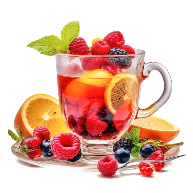 teiera in vetro liscio con tè alla frutta