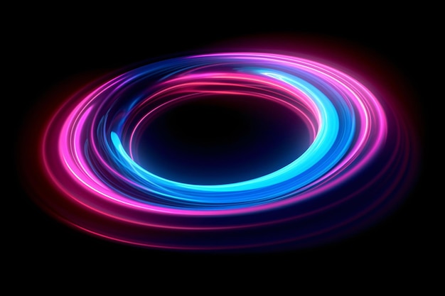 Telaio cerchio luce al neon su sfondo bagliore tecnologia sfondo scuro