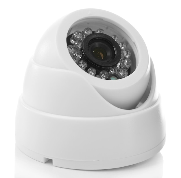 Telecamera CCTV di sicurezza isolata on white