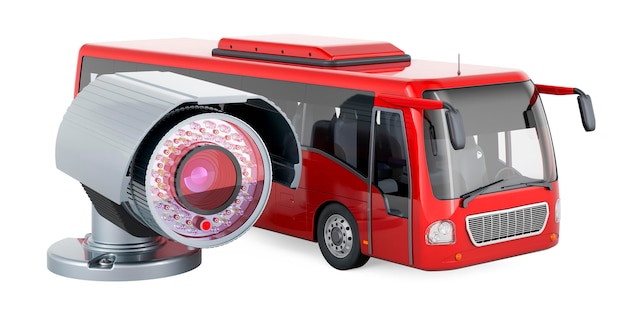 Telecamera di sorveglianza di sicurezza con rendering 3D bus