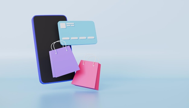 Telefono cellulare e carta di credito acquisti online business business e vendita al dettaglio concetto di sconto