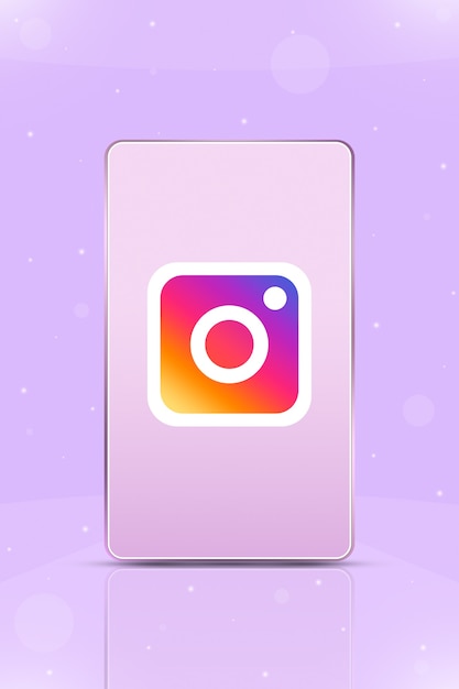 Telefono con l'icona del logo di instagram sullo schermo 3d