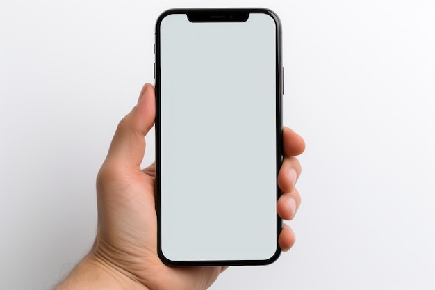 telefono in mano con isolato sullo sfondo Generative Ai