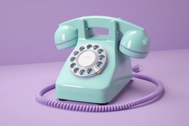 Telefono retro su sfondo viola