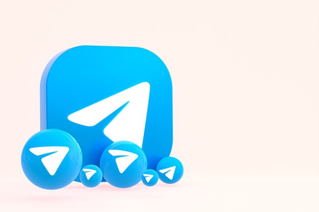 Telegram minimal logo 3d rendering close up per il modello di sfondo di progettazione