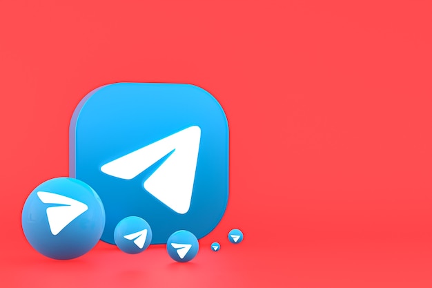 Telegram minimal logo 3d rendering da vicino per il modello di sfondo del design