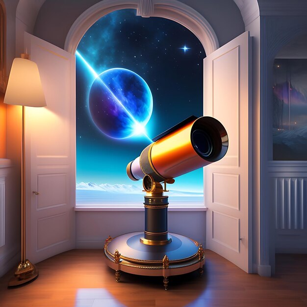 Telescopio amatoriale nella stanza da vicino
