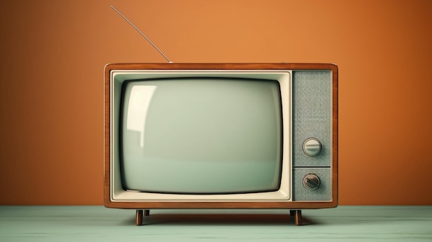 Televisione retrò, vecchia tv vintage con schermo a cornice