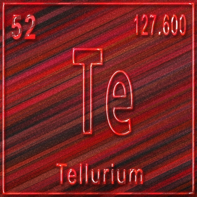 Tellurio elemento chimico, segno con numero atomico e peso atomico, elemento della tavola periodica