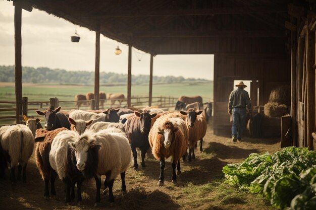 Tema agricolo con animali da fattoria ar c