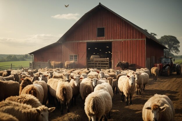 Tema agricolo con molti animali ar c