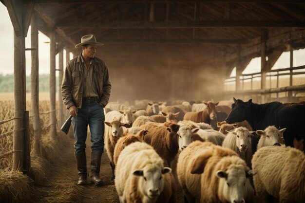 Tema agricolo con molti animali ar c