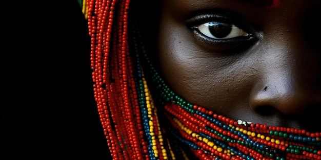 tema del diciannovesimo anche conosciuto come giorno della libertà occhi di ragazza africana colori nazionali dell'Africa generativo ai