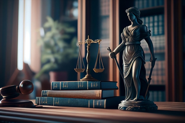 Tema di diritto Maglio del giudice scale di libri di giustizia clockgenerative ai