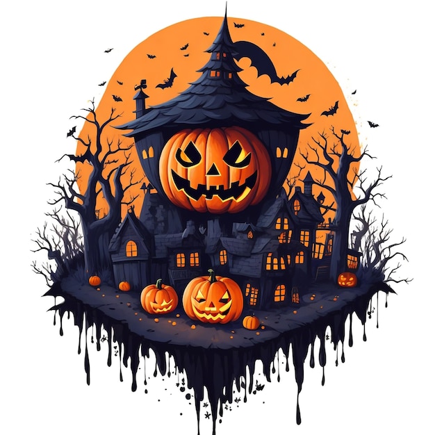 Tema di Halloween vettoriale con design di tshirt in stile vettoriale di zucche