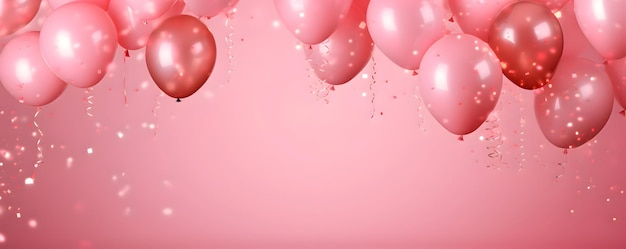 Tema festivo di celebrazione del banner di sfondo con palloncini rosa dolci festivi