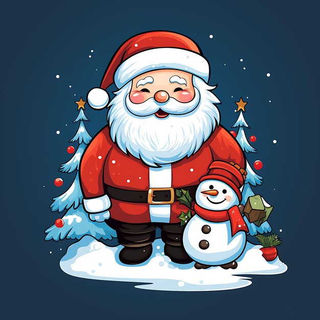 Tema natalizio con Babbo Natale e un elfo per il design della maglietta sullo sfondo bianco