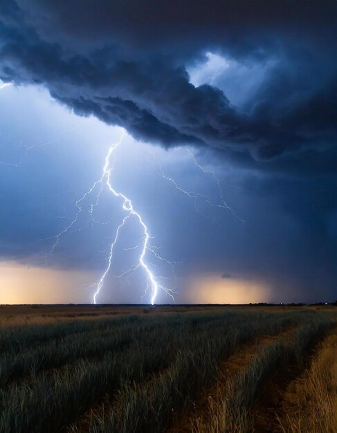 Tempesta con fulmini sul campo