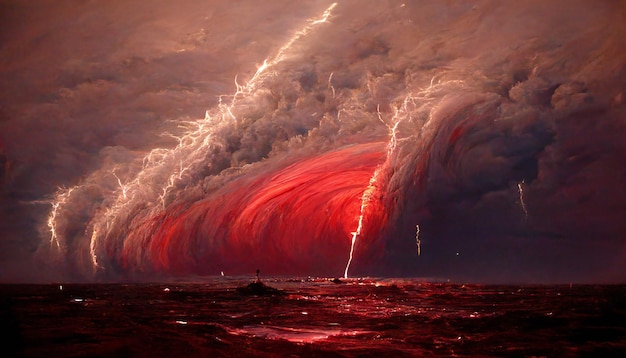 tempesta di fulmini rossi