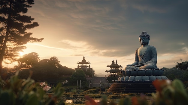 tempio del buddha nel crepuscolo