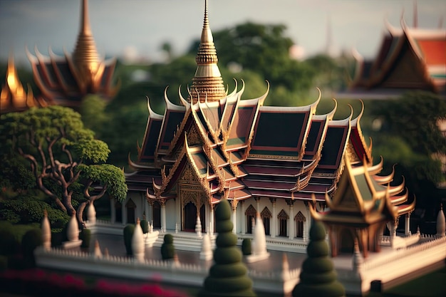 Tempio del Buddha sdraiato a Bangkok Una vista maestosa dell'architettura tailandese